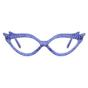 Fabulous blue glittery sparkly cateye glasses with rhinestones